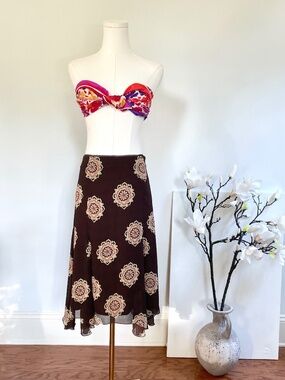 Vintage Y2K Whimsigoth Midi Skirt Petite M Chiffon Asymmetrical Forest Fairy
